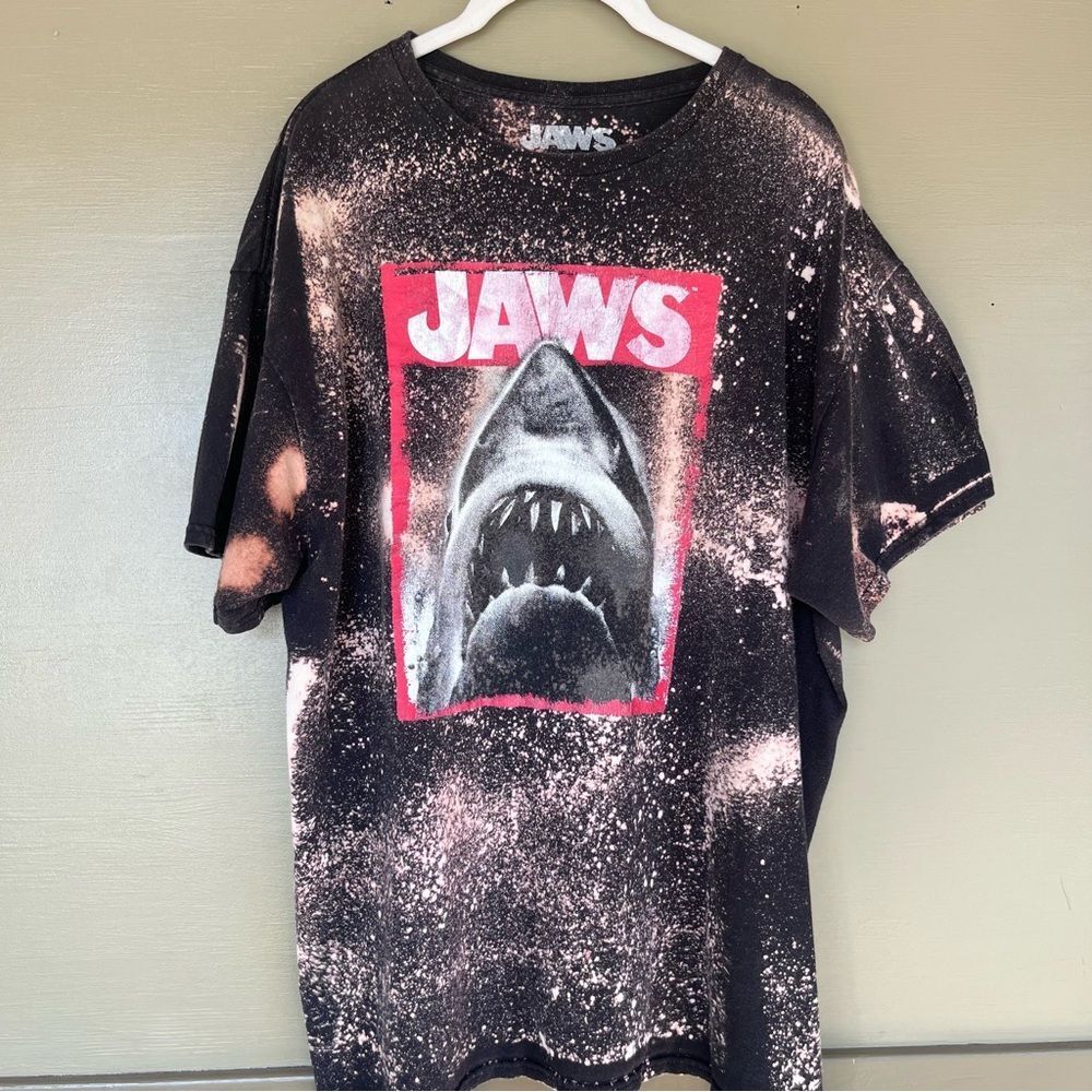 Jaws Graphic Unisex T-Shirt Custom Bleached  Vintage